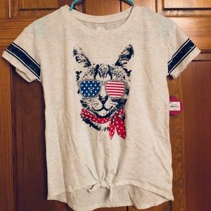 COPY - Girls red white and blue cat tee size 12 NWT
